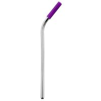 Stainless Steel Drinking Straws with Silicone Tips Reusable Mental Straws Extra Long 10.5" Reusable Drinking Straws For 20 Oz/30 Oz Cups 1PC (Purple)