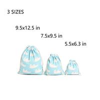 Nuni Cute White Bear Cotton Double Drawstring Pouches Muslin Bags Gift Bags Sacks Sachet Bags for Jewelry Candy Favors Wedding Birthday Party Blue 3 Sizes Available 1-12 Counts (7.5x9.5/1 Bag)