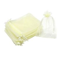 Dealglad 100pcs Drawstring Organza Jewelry Candy Pouch Party Wedding Favor Gift Bags (5x7, Beige)