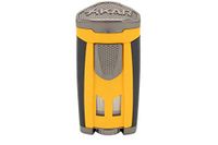 Xikar HP3 Inline Triple Flame Cigar Lighter, Attractive Gift Box, EZ-View Red Fuel Window, Honeycomb Texture, Lifetime Warranty, Burnt Yellow