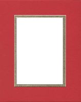 Pack of (2) 20x24 Double Acid Free White Core Picture Mats Cut for 16x20 Pictures in Real Red and Gold