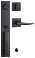 Front Door Keyed Entry Handleset Reversible for Right and Left Handed,with Single Cylinder Deadolt in Matt Black,MDHST2016DB-AMZ