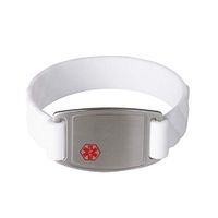 BAIYI Free Engraving Medical Alert ID Bracelet Silicone Sports Wristband for Women 7.5 inch White