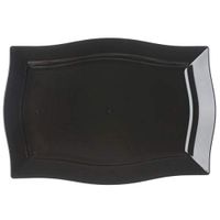 BalsaCircle 30 pcs 8-Inch Black Plastic Rectangular Plates - Disposable Wedding Party Catering Tableware