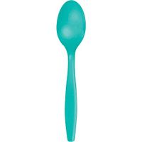 Club Pack of 288 Teal Premium Heavy-Duty Plastic Party Spoons