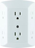 GE 6 Outlet Wall Plug Adapter Power Strip, Extra Wide Spaced Outlets for Cell Phone Charger, Power Adapter, 3 Prong, Multi Outlet Wall Charger, Quick & Easy Install, For Home Office, Home Theater, Kitchen, or Bathroom, UL Listed, White, 50759