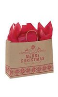 100 Sprinkles Gifts Large Kraft Poinsettia Christmas Gift Wrap Wrapping Paper Shopping Bags 16”L x 6”D x 12 ½”H