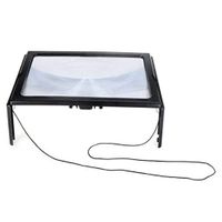 Kongqiabona Ultrathin A4 Full Page 3X Reading Magnifier Foldable Magnifying Loupe with 4 LED Lights Hands Free for Reading Sewing Knitting