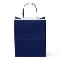 12 Counts Food Safe Premium Paper and Ink Medium 10” X 8”, Vivid Colored Kraft Bag with Colored Sturdy Handle, Perfect for Goodie Favor DIY Bag, Environmentally Safe (Medium, Navy)