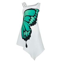 Women Dresses for Work Women Casual Butterfly Print Sleeveless Loose Irregularity Dress Mini Dress Woman Dresses for Special Occasions Sexy Green M