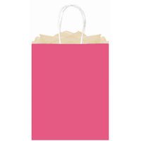 amscan Party Friendly Plain Large Kraft Bag, Fuchsia, Paper, 15" x 13" x 6"