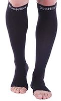 Doc Miller Open Toe Compression Socks 1 Pair 20-30mmHg Support (Black, M Tall)