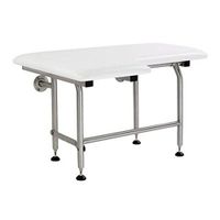Mustee 390.408 Wall Mount L-Shaped Fold Down Leg Supported Seat Bench, Right Hand, 32", White