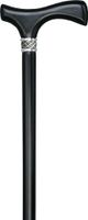 Slim Line Fritz Walking Cane with Black Beechwood Shaft and Braided Pewter Collar