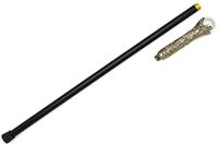 Snake Eye Tactical Pewter Design Handle Walking Cane w/Small Handle Storage, No Blade, 34.5" Overall (Staff)