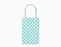 12CT Small Mint Polka DOT Biodegradable, Food Safe Ink & Paper, Premium Quality Paper (Sturdy & Thicker), Kraft Bag with Colored Sturdy Handle (Small, P.Mint)