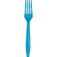 Club Pack of 288 Turquoise Premium Heavy-Duty Plastic Party Forks