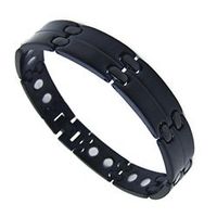 Accents Kingdom Men's Black Stainless Steel Magnetic Golf Bracelet L 8.5"