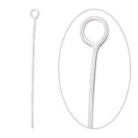 100 Silver Plated Brass 1 1/2" Long 24 Gauge Eye Pins|Jewelry Making, Findings, Clasps & Hooks