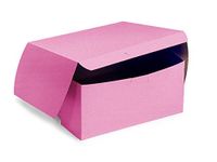 Bakery Boxes - 6x6x3" Pink Bakery Boxes 1 - Piece Lock Corner Box - (250 Per Pack) - WRAPS-BBPK663