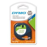Dymo 10697 Self-Adhesive White Paper Labeling Tape for LetraTag (LT) Label Makers; 15 Blister Packs (30 Refills); Each Blister Pack with Hang Hole Contains Two 1/2" Wide x 13ft Long Refill Rolls