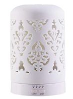Essential Oil Diffuser, Aromatherapy Ceramic Home Decor Cover Aroma Diffuse with 4 Timer Mode & 7 Color Changing LED Lights(Damask）