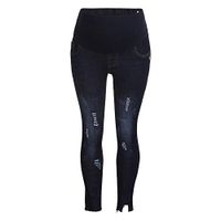 ❤Ywoow❤ Pregnant Woman Ripped Jeans Maternity Pants Trousers Nursing Prop Belly Legging (L, Dark Blue)