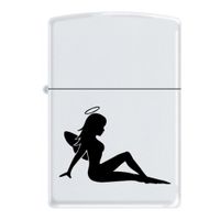 Zippo 8478 Classic White Matte Trucker Babe-Angel & Devil Windproof Pocket Lighter