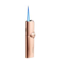 1300℃ Single Jet Torch Cigar Cigarette Wheel Lighter Windproof Butane Gas Refillable Fire Starter with Flame Lock,Golden