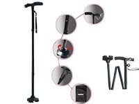 Abbicen Folding Walking Cane Adjustable Walking Stick with LED Light Multi-Function Aluminum Alloy Canes with Carrying Bag for Old Gentleman or Lady.