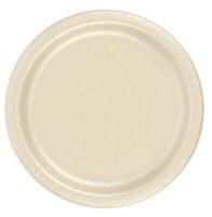 24 Plates 9" Paper Dinner Lunch Plates Wax Coated - Ivory