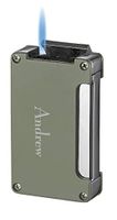 Personalized Visol Zidane Green Matte Cigar Lighter with Built-in Cigar Punch (Text)