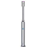 Julitech Candle Lighter, Windproof Electric Arc Lighter with USB Rechargeable Overcharge Protection, Longer Flexible Neck for Camping Cooking BBQs Fireworks,Silver