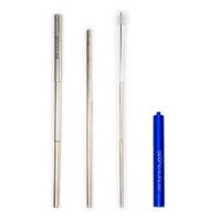 Drinking Buddy - Reusable - Dishwasher Safe - Telescoping - Stainless Steel Drinking Straw Set (Blue)