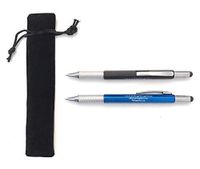2 pack | Inspirational | Pen | Multi-function | 6 in 1 tool | Stylus | Scripture | (Black/Blue) | Velvet-style Pouch