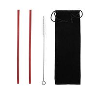 4pcs Drinking Straws Stainless Steel Straws Reusable Drinking Straws Cleaning Brush Set Drinks Coffee Supplies(Red Straight)