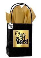 Black & Gold 31st Birthday/Anniversary Cheers Themed Medium CUB Party Favor Gift Bags with Tags -12pack
