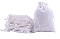 Sansam 25pcs 13.0x17.0cm/5.2''x6.8'' White Color Drawstring and Lining Burlap Bags,Hemp/Hessian Bags, Jewelry Pouches, Wedding Favors, Jewelry Packing, Gift Bags