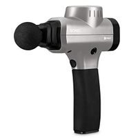 Sonic Handheld Percussion Massage Gun - Deep Tissue Massager for Sore Muscle and Stiffness - Quiet, 5 Speed High-Intensity Vibration - Quick Rechargeable Device - Includes 5 Massage Heads (Silver)