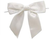 12 White 5" Tied Satin Bows 6" Twist Ties 1-1/2" Ribbon All Occasion Crafts Gift Party Supplies tokocathy