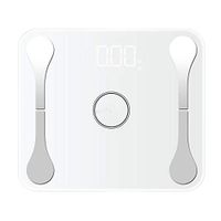 LCD Digital Body Fat Scale USB Charging Body Weighing Smart Voice Bluetooth App Electronic Scales for Apple/iOS Bathroom Scale,White