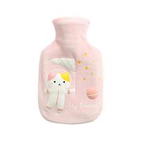 Radorock Cute Cat Hand Warmer Silicone Hot Water Bottle Handbag with Plush Cover, Multi-Function Heating Handbag for Pain Relief or Heat Therapy