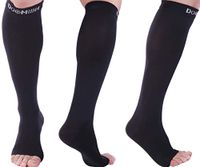 Doc Miller Open Toe Compression Socks 1 Pair 30-40 mmHg (2P, Black, Large)