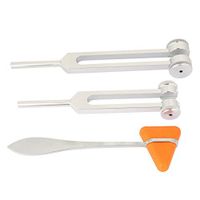 Tuning Fork, 3 Pcs Aluminum Alloy Silver Neurological Tuning Fork and Percussion Hammer Set 128Hz+256Hz, Sound Massage Hearing,