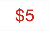 $5 Red on White Plastic 16x10mm 240 Labels Price Promotional Display Stand Point of Sale Stickers Self-adhesive Labels