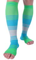 Doc Miller Premium Calf Compression Sleeve Dress Series 1 Pair 20-30mmHg Strong Calf Support Cute Toeless Socks Running Recovery Shin Splints Varicose Veins XL 2XL (Open Toe GreenBlueGray, Small)