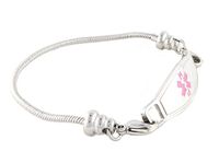 Women's Medical Alert ID Bracelet - Beaded Pan-Dorra Type, Custom Engraving Included - Pink, Size 8.75