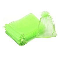 Dealglad 100pcs Drawstring Organza Jewelry Candy Pouch Party Wedding Favor Gift Bags (3.5x4.5, Light Green)