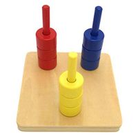 Ugthe Puzzles & Magic Cubes Wooden 3 Colors Ring Board Preschool Kids Early Educational Toy Teaching Aid Tool