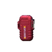 Meet&sunshine Creative Electric Lighter Dual Arc Plasma Rechargeable Windproof Flameless USB Outdoor Portable Charging Lighter Personality Safety Buckle Windproof Silent Lighter (Red)